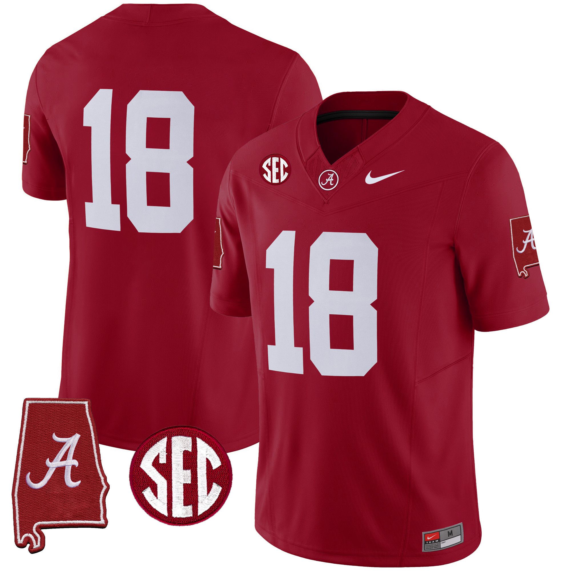 Men Alabama Crimson Tide #18 No Name Red 2024 Nike Vapor Limited NCAA Jersey style 1